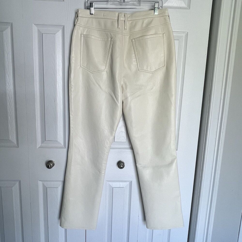 FRAME Womens Pants Size 32 Ivory Bone Faux Leather Straight Jean New - Picture 7 of 16